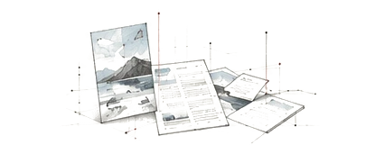 ポスターや販促物の構成を描いた鉛筆画