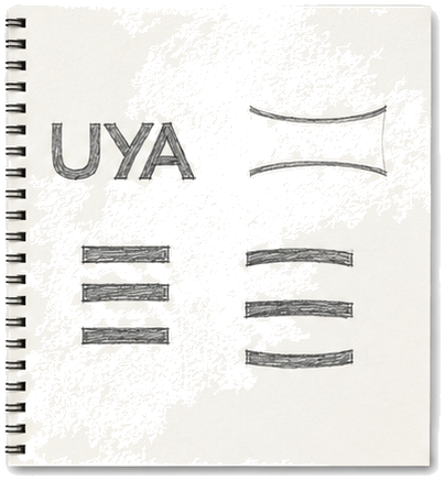 UYAと記号案のスケッチ